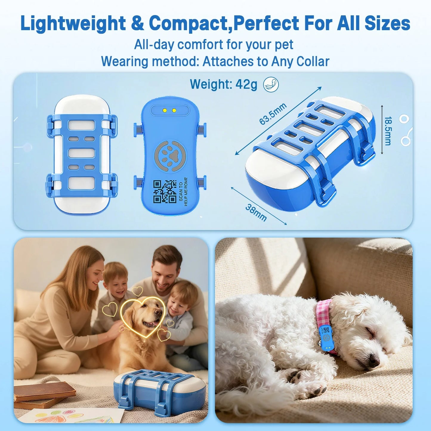 Waterproof Pet GPS Tracker Collar - Real-Time Tracking Device for Dogs Cats, App Control Geofence Pet Locator With Subscription