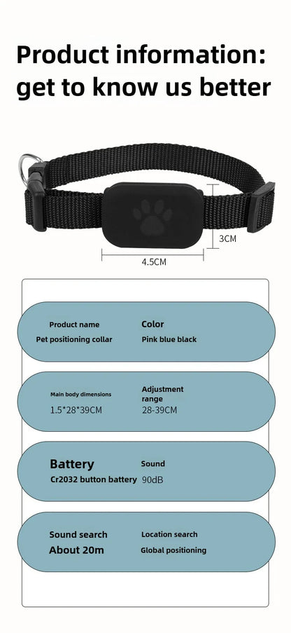 Pet Bluetooth GPS Tracker Dog Mini Tracking Movement Alert Collars Anti Lost Tracker for Cats and Puppies Remote Global Locator