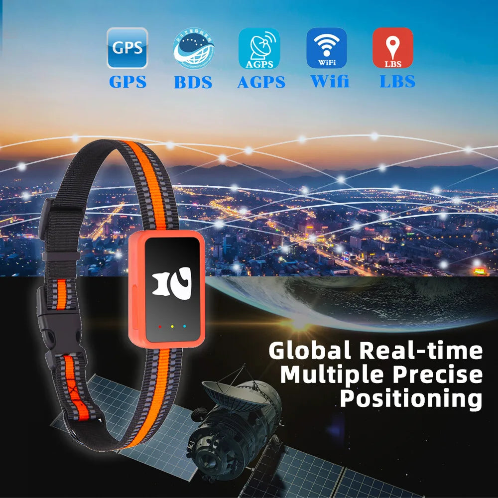4G Pet GPS Tracker Collar Waterproof Dog Cat Locator with Health Monitor,Geo-Fence,Cold Resistant For iOS Android