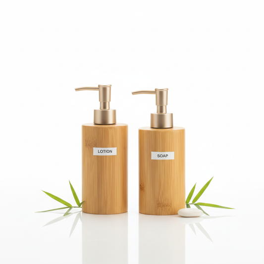 Bamboo Lotion and Soap Dispenser